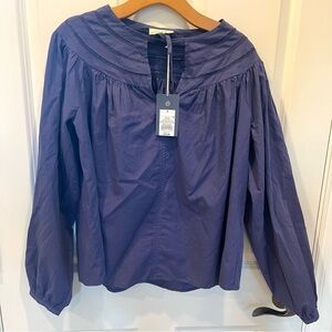 Women’s SZ S UNIVERSAL THREADS INDIGO FLOWY BOHO LONG SLEEVE PEASANT TOP BNWT